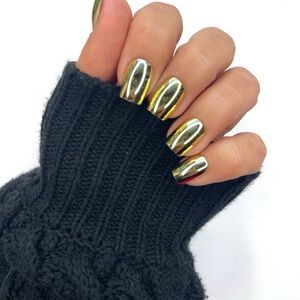 Red Aspen Gold Chrome Press-On Nails
